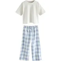 Next Nachtkledij duifblauw / wit