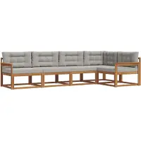 vidaXL Buiten bank set 5 st Naturel en lichtgrijs