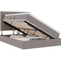 vidaXL LED opbergbed met matras Taupe 140 x 200 cm Stof