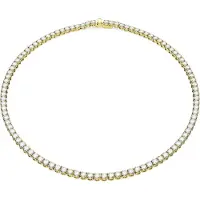 Swarovski Halsketting, Matrix Tennis Ketting Rond Geslepen Klein Wit Goud, (Swarovski metaal, 41 cm)