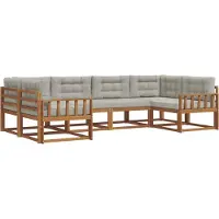 vidaXL Buiten bank set 6 st Natuurlijk en Licht Grijs