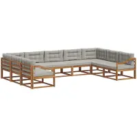 vidaXL Buiten bank set 9 st Natuurlijk en Licht Grijs