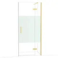 Maxaro Diamond Douchedeur | 90 cm Glanzend lichtgoud Helder met matte strook Draaideur