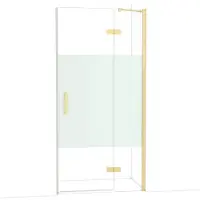 Maxaro Diamond Douchedeur | 100 cm Glanzend lichtgoud Helder met matte strook Draaideur