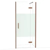 Maxaro Diamond Douchedeur | 90 cm Glanzend koper Helder met matte strook Draaideur