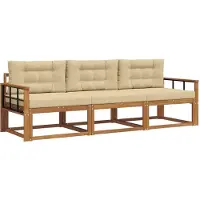 vidaXL Buiten bank set 3 st Natuurlijk en Beige