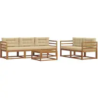 vidaXL Buiten bank set 6 st Natuurlijk en Beige
