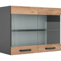 Vicco R-Line Glazen keukenkast – 80 cm Krachtige eik goud