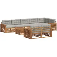 vidaXL Buiten bank set 9 st Natuurlijk en Licht Grijs