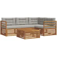 vidaXL Buiten bank set 5 st Natuurlijk en Licht Grijs