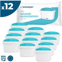 Wessper AquaMax ALKALINE waterfilter, 12 stuks – Waterfilter compatibel met Brita, Dafi, Philips, Aquaflow