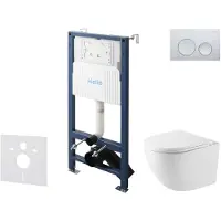 Kielle Genesis New - Voorwandinbouwset, Oudee compact toilet, Vortex Rimless+, softclose zitting en Gemini New I drukknop, glanzend chroom 30528SS38