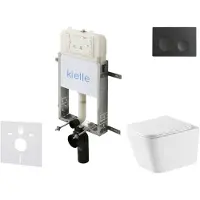 Kielle Genesis New - Voorwandinbouwset, Arkas I toilet, Vortex Rimless+, softclose zitting en Gemini New I knoppen, matzwart 30528SZ75