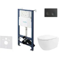 Kielle Genesis New - Voorwandinbouwset, Oudee toilet, Vortex Rimless+, softclose zitting en Gemini New I knoppen, matzwart 30528SS21