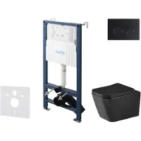 Kielle Genesis New - Voorwandinbouwset, Arkas I toilet, Vortex Rimless+, softclose zitting en Gemini New II knoppen, matzwart 30528SS95