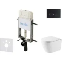 Kielle Genesis New - Voorwandinbouwset, Nefia toilet, Vortex Rimless+, softclose zitting en Gemini New II knoppen, matzwart 30528SZ51