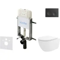 Kielle Genesis New - Voorwandinbouwset, Vortex toilet, Rimless+, softclose zitting en Gemini New I knoppen, matzwart 30528SZ30