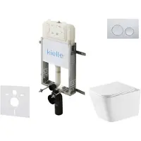 Kielle Genesis New - Voorwandinbouwset, Arkas I toilet, Vortex Rimless+, softclose zitting en Gemini New I knoppen, glanzend chroom 30528SZ74