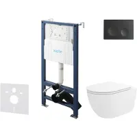 Kielle Genesis New - Voorwandinbouwset, Oudee toilet, Vortex Rimless+, softclose zitting en Gemini New I knoppen, matzwart 30528SS30