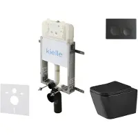 Kielle Genesis New - Voorwandinbouwset, Arkas I toilet, Vortex Rimless+, softclose zitting en Gemini New I knoppen, matzwart 30528SZ94