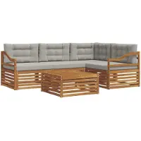 vidaXL Buiten bank set 5 st Natuurlijk en Licht Grijs