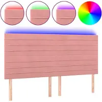 vidaXL Hoofdbord LED 160x5x118/128 cm fluweel roze
