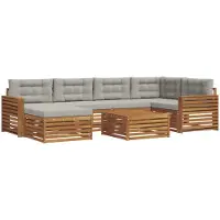 vidaXL Buiten bank set 7 st Natuurlijk en Licht Grijs