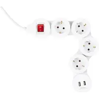 Allteq Stekkerdoos - 4-voudig - USB -