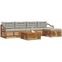 vidaXL Buiten bank set 6 st Natuurlijk en Licht Grijs