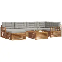 vidaXL Buiten bank set 7 st Natuurlijk en Licht Grijs