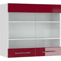 Vicco Fame-Line Glazen keukenkast – 80 cm Bordeauxrode hoogglans