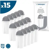 Wessper Classic waterfilterpatronen voor hard water | Vervanging voor Aquaphor Standard, Brita Classic, Dafi Classic filterpatronen. Verpakking met 15 stuks