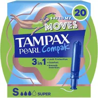 Tampax 8x Pearl Compak Super Tampons Met Inbrenghuls 20 Stuks