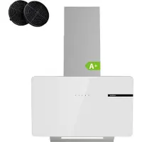 CIARRA 60 cm schuine afzuigkap, touchbediening, 580 m³/u, glas en roestvrij staal, met optionele afvoer- of recirculatie-installatie