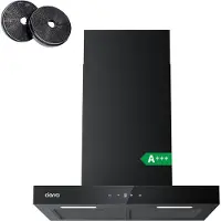 CIARRA recirculatie afzuigkap 60 cm, Wi-Fi & app aanraakbediening, 650 m³/u, wandmontage, 4 snelheden met boostfunctie, zwarte aluminiumfilters, energieklasse A+++