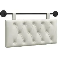 vidaXL Hangend hoofdbord Met LED-verlichting Crèmekleurig Fluweel