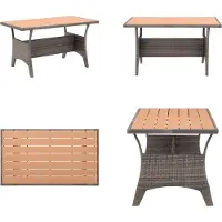 vidaXL Tuintafel Grijs 120x70x66 cm, kunststof riet - Tuintafel - Tuintafels - Buitenmeubel - Buitenmeubels