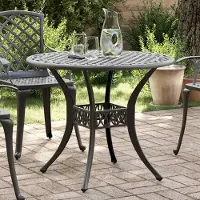 Prolenta Maison Exclusive - Tuintafel, zwart, Ø90x75 cm, aluminium gietwerk