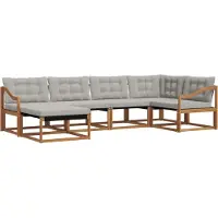 vidaXL Buiten bank set 6 st Natuurlijk en Licht Grijs