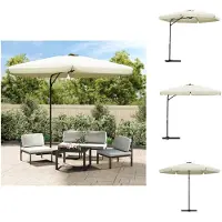 vidaXL Parasol Zandwit - 300 x 250 cm - UV-beschermend polyester - Stabiele stalen paal - Met zwengelmechanisme - Parasol