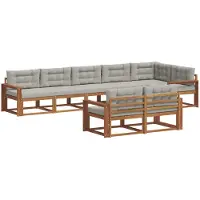 vidaXL Buiten bank set 8 st Naturel en lichtgrijs