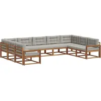 vidaXL Buiten bank set 9 st Natuurlijk en Licht Grijs