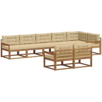 vidaXL Buiten bank set 8 st Natuurlijk en Beige