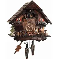 Engstler - 4746_QMT - Koekoeksklok - Kwarts - Notenhout - met muziek met dansend paar - 33 cm