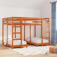 Prolenta Maison Exclusive - Drievoudig stapelbedframe, wassenbruin, 140 x 200 cm