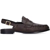 Manfield Donkerbruine leren slingback loafers | Maat 41
