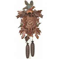 Engstler - 640/2_QM - Koekoeksklok - Kwarts - Notenhout - met muziek - 43 cm
