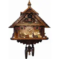 Engstler - 4512_MT - Koekoeksklok - 1-daags kettinguurwerk - Notenhout - met muziek met dansend paar - 43 cm