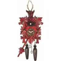 Engstler - 522/5_QMred - Koekoeksklok - Kwarts - Notenhout - met muziek - 30 cm
