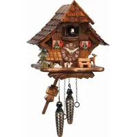 Engstler - 492_QM - Koekoeksklok - Kwarts - Notenhout - met muziek - 27 cm